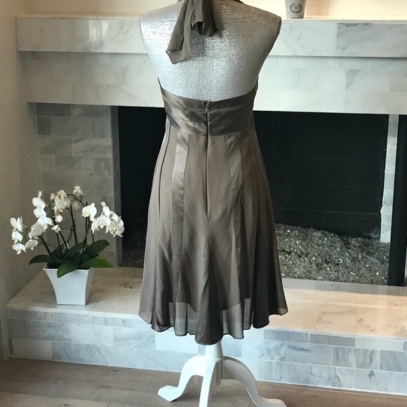 BCBGMaxAzria Cocoa Silk Halter Dress Size 6 - Picture 4 of 8